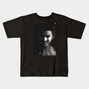 Portrait, digital collage, special processing. Weird, yet so charming, so beautiful girl. Heart of dark side. Grayscale. Kids T-Shirt